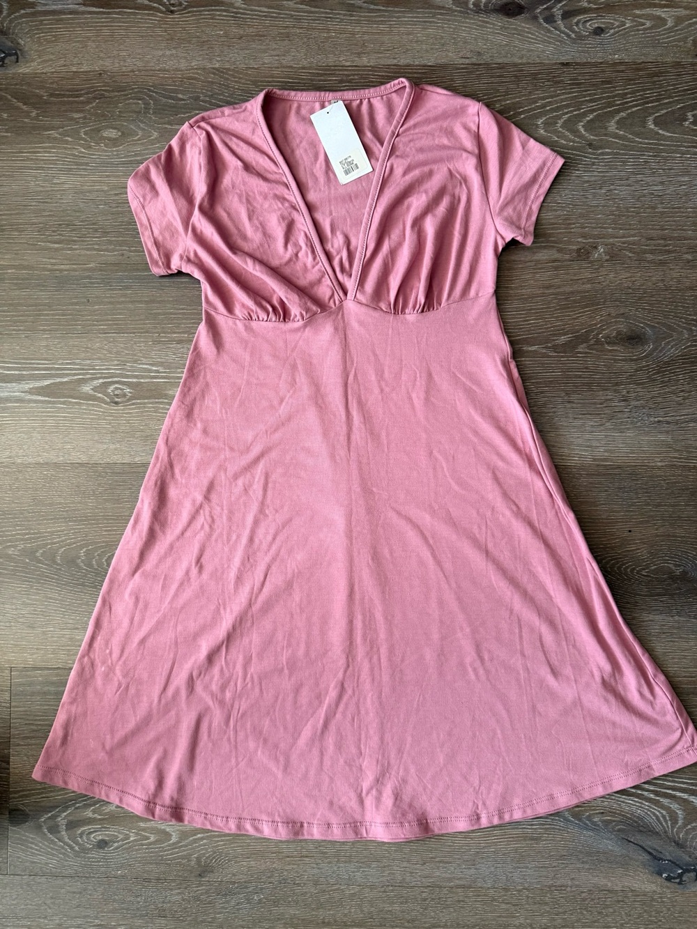 Women’s Pink V-Neck Short Sleeve Dress